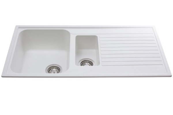 Picture of CDA AS2CM 1.5 BOWL GRANITE WHITE REVERSIBLE KITCHEN SINK & WASTE