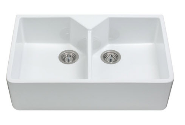 Picture of CDA KC12WH Gloss White Ceramic 2.0 Bowl Belfast Kitchen Sink & Waste