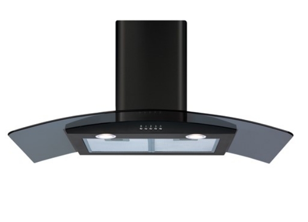 Picture of CDA ECP92BL curved glass chimney hood 90cm - black