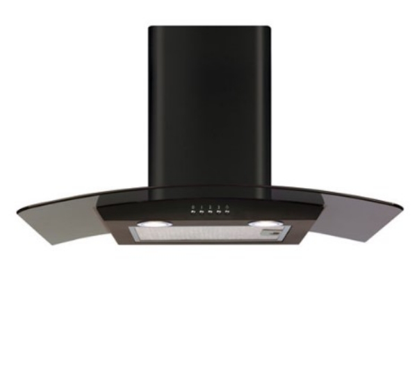 Picture of CDA ECP72BL curved glass chimney hood 70cm - black
