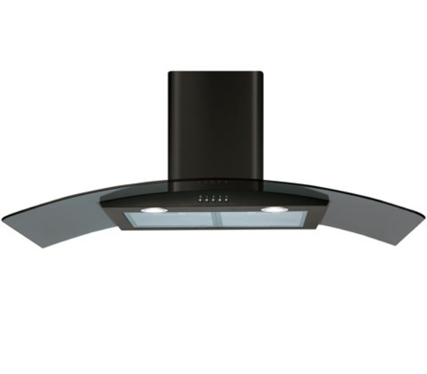 Picture of CDA ECP102BL curved glass chimney hood 100cm - black